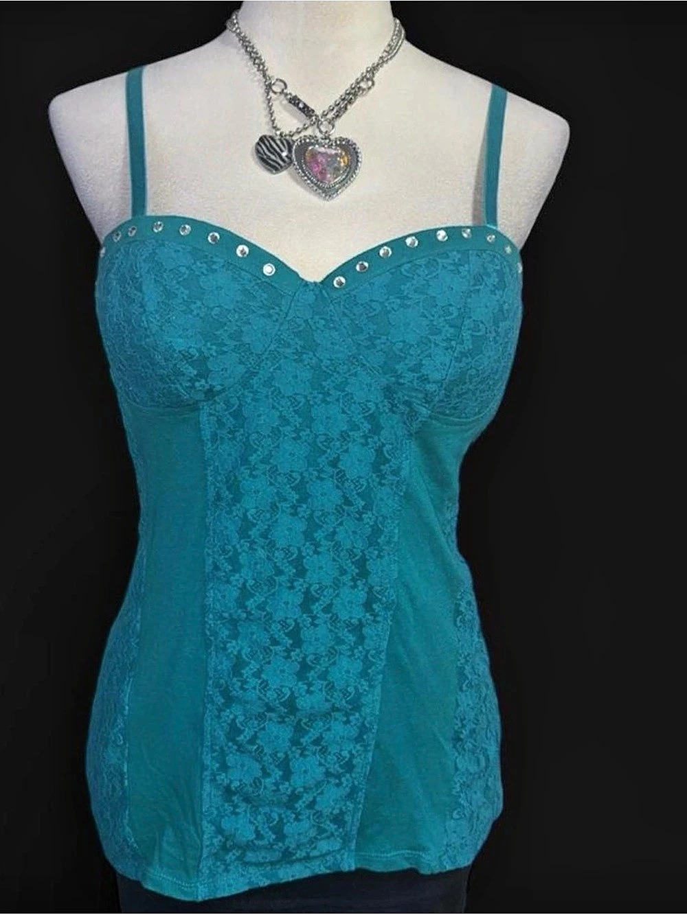 GLO Lace Bustier Cami in Blue Size XL Like New